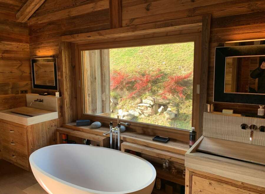 Luxurious bathroom with stunning views.