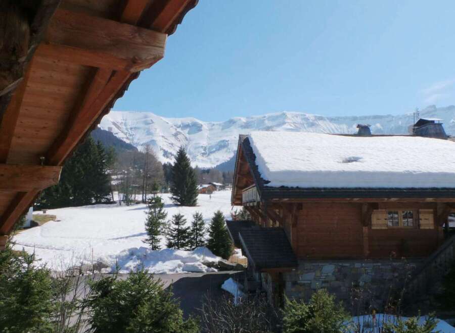 Luxury chalet in the French Alps with stunning mountain views.