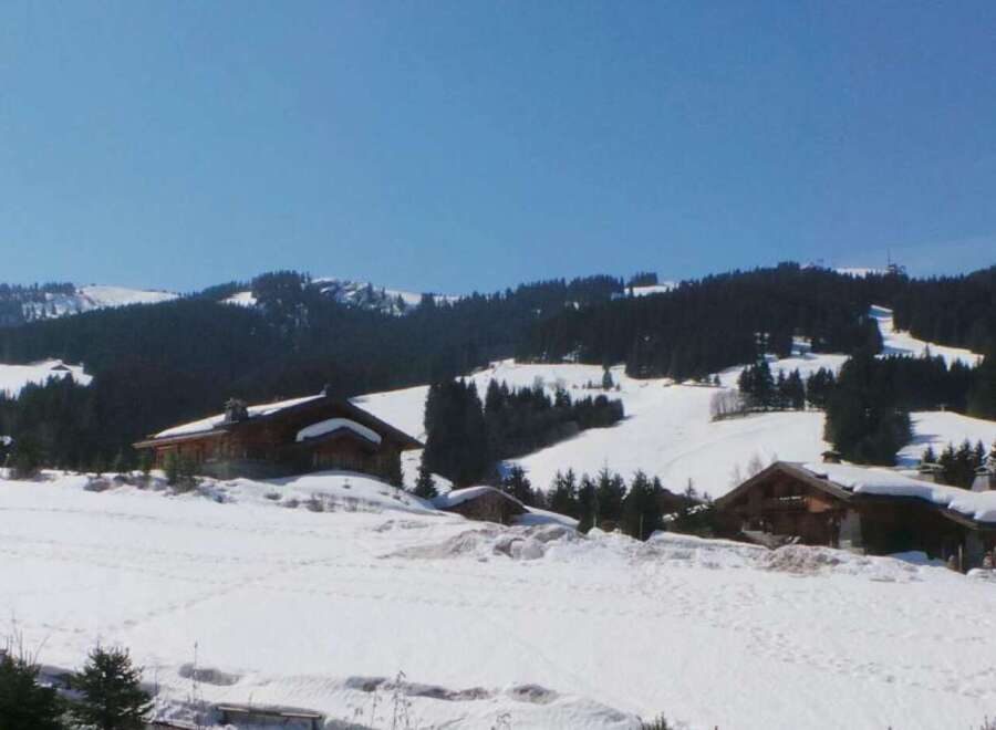 Nestled in a snowy mountain landscape, this charming chalet offers breathtaking views and serene surroundings.