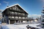 Luxury chalet in the snowy mountains with stunning views.