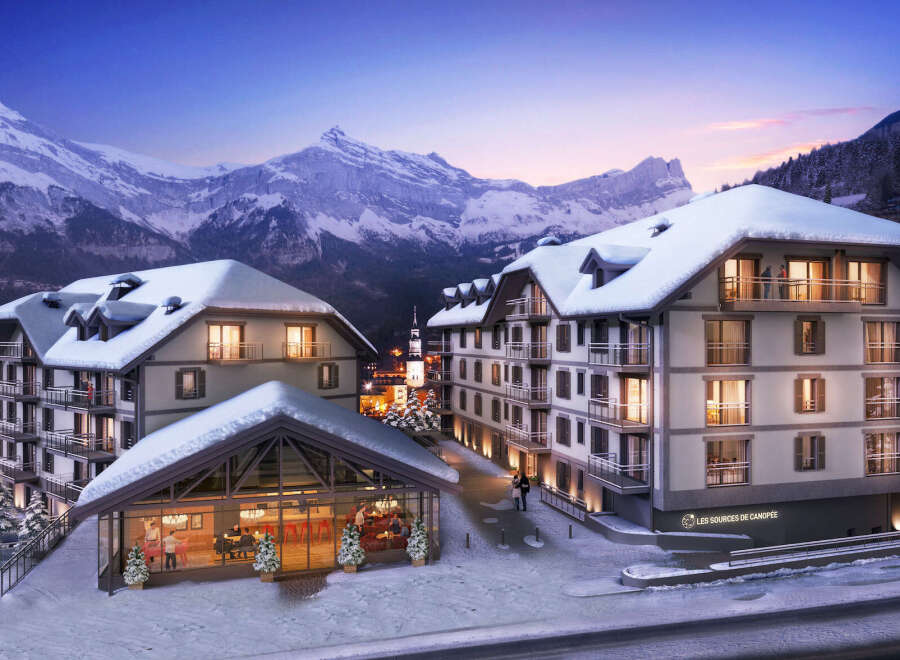 Discover Les Sources de Canopée, a luxurious ski resort nestled in the breathtaking French Alps.