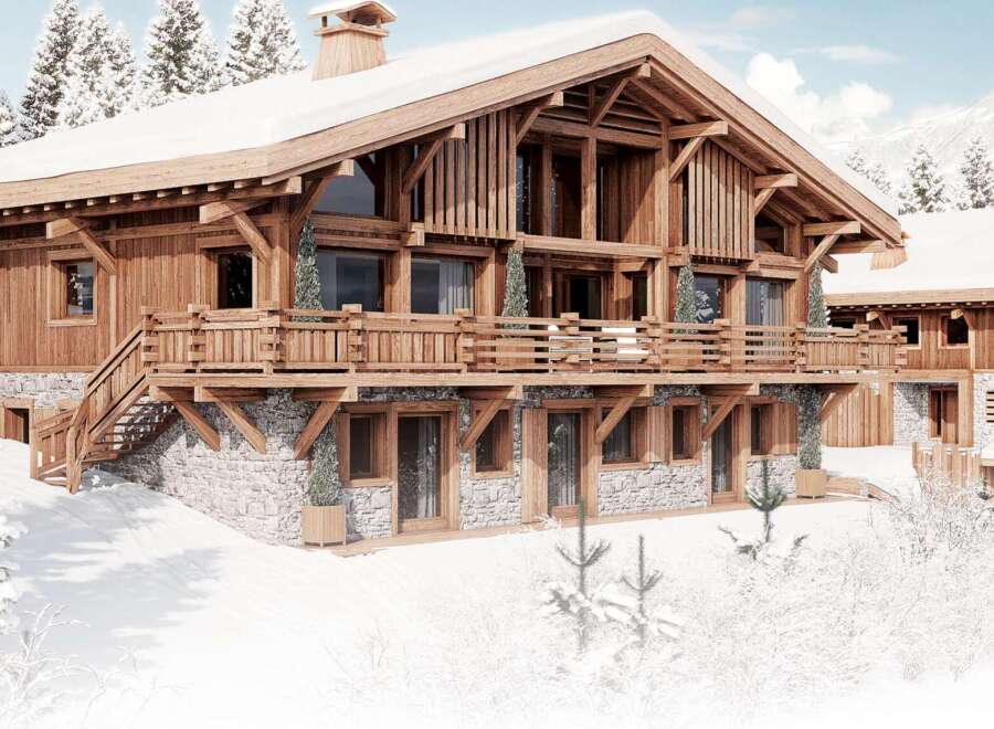 Luxury chalet in the French Alps with stunning mountain views.