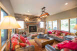 Step into rustic elegance in this stunning living room.