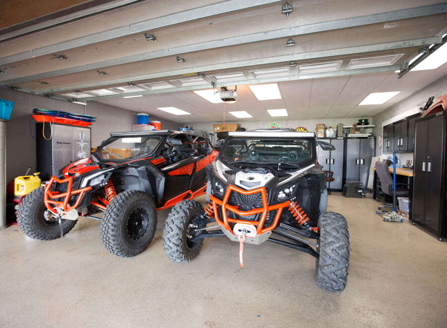 Explore this spacious garage, perfect for storing your vehicles and gear.