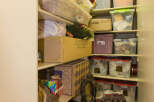 This image showcases a well-organized storage space, perfect for maximizing home organization.