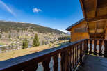 Enjoy breathtaking mountain views from this charming wooden chalet.