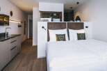 Experience modern comfort in this stylish hotel room.