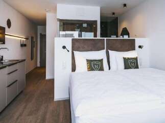 Experience modern comfort in this stylish hotel room.