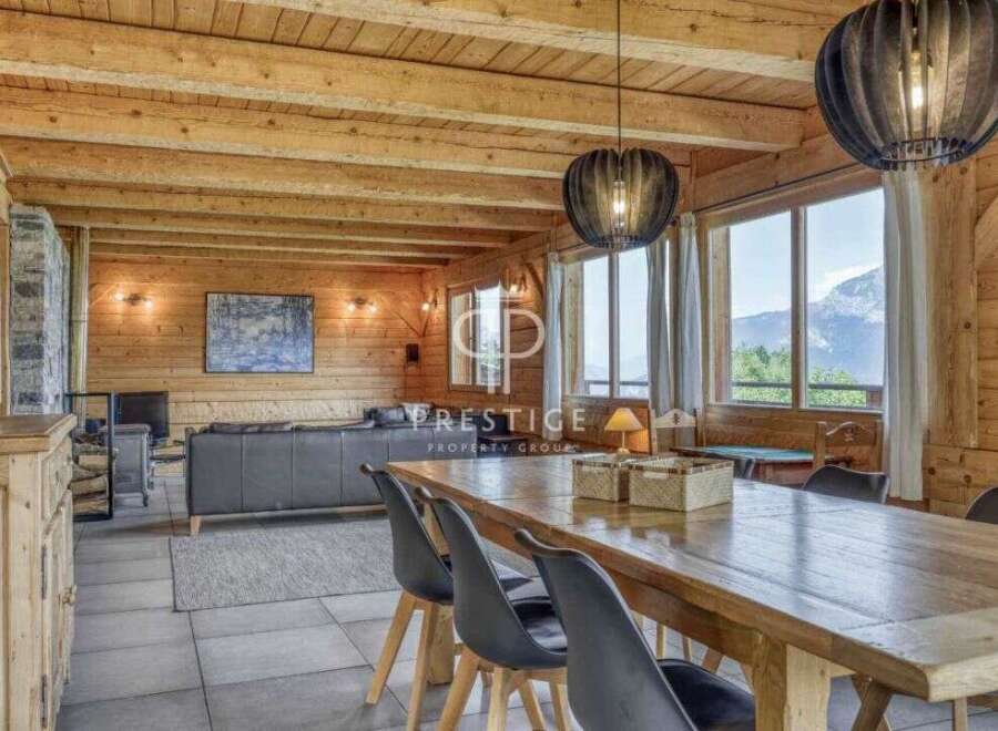 Experience rustic charm in this stunning property, featuring warm wooden interiors and a cozy ambiance.