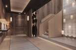 This stunning property boasts a grand entrance with a sleek, modern design.