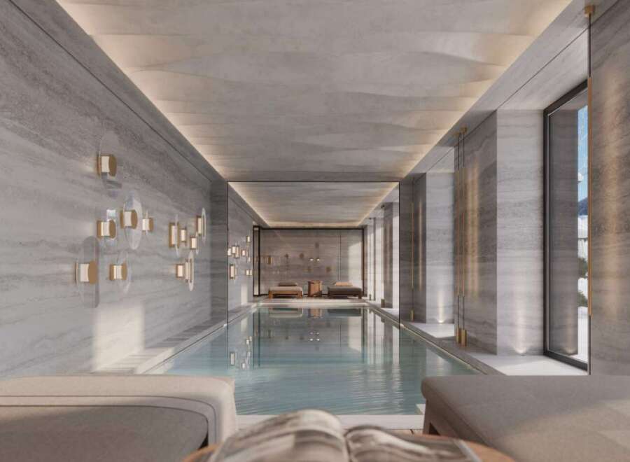 Indulge in the serene atmosphere of this luxurious indoor pool, perfect for relaxation and rejuvenation.