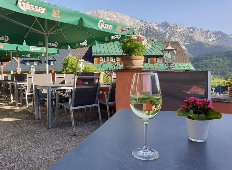Enjoy a relaxing day at this beautiful outdoor patio with stunning mountain views.