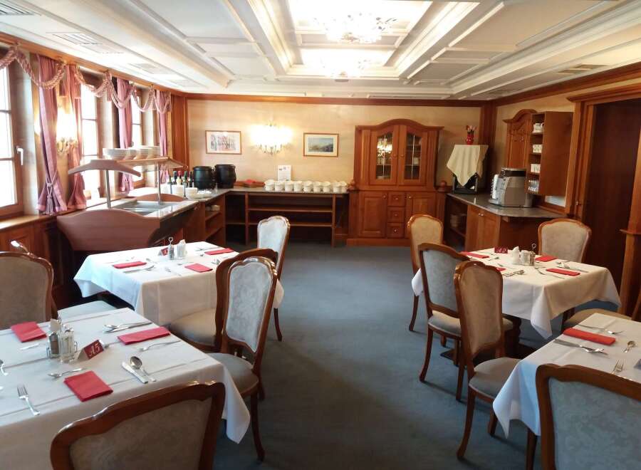 Elegant dining room with classic decor.