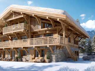 Luxury chalet in the French Alps with stunning mountain views.