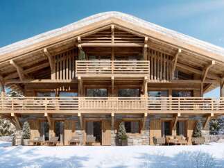 Luxury chalet in the French Alps with stunning mountain views.