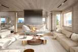 Luxurious chalet with stunning mountain views and spacious open-plan living area.
