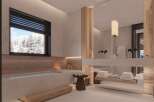 Luxurious bathroom with a freestanding bathtub and a spacious vanity.