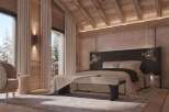 Luxurious chalet bedroom with stunning mountain views.