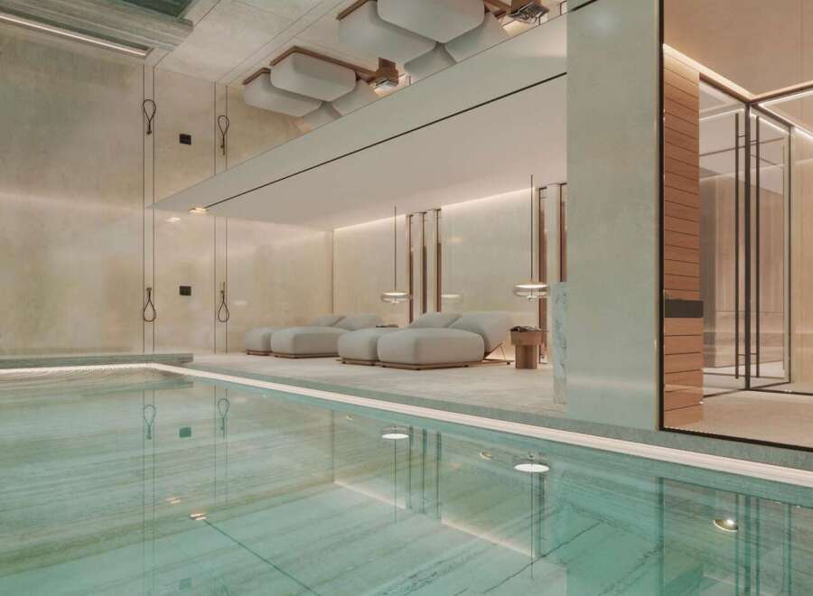 Indulge in luxury with this stunning indoor pool and spa.