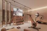 Luxury home gym with state-of-the-art equipment and a sleek, modern design.