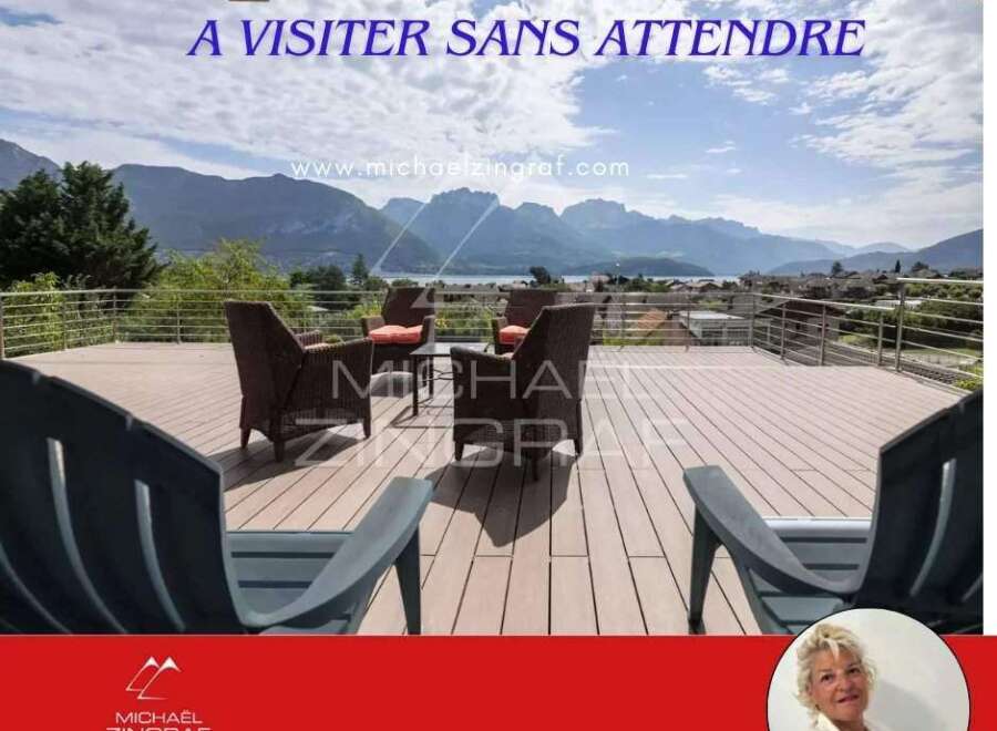 Breathtaking lake and mountain views from this stunning property's expansive deck.