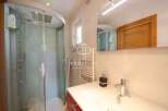 Discover a luxurious bathroom with a modern shower and elegant design.