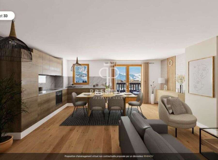 Experience luxury living in this stunning property, featuring a modern kitchen and a cozy living area.