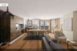 Experience luxury living in this stunning property, featuring a modern kitchen and a cozy living area.