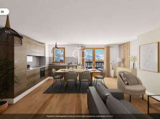 Experience luxury living in this stunning property, featuring a modern kitchen and a cozy living area.
