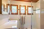 Charming bathroom with a touch of rustic elegance.