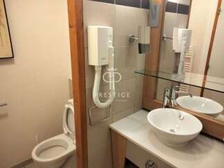 This property boasts a modern bathroom design.