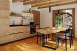 Stunning kitchen with wooden accents and modern appliances.