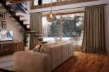 Stunning mountain views from this luxurious chalet featuring a spacious open-plan living area.