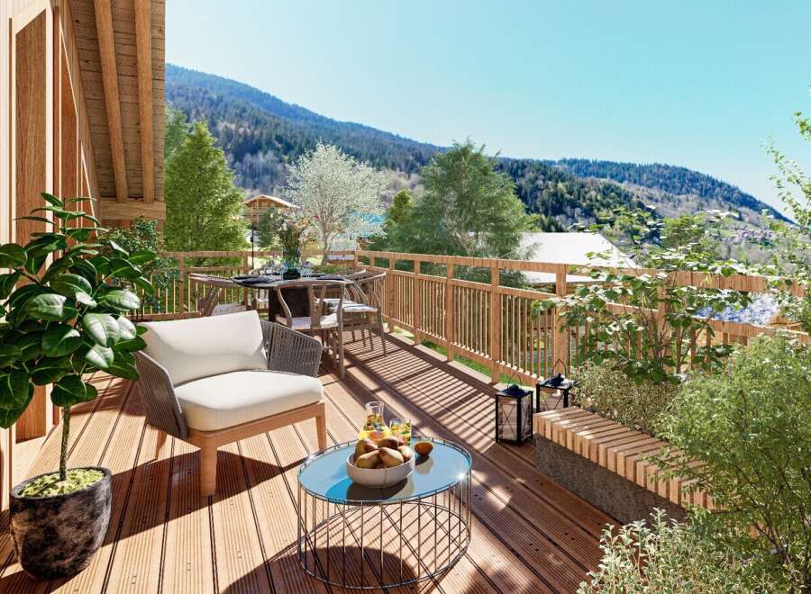 Enjoy breathtaking mountain views from this stunning balcony.