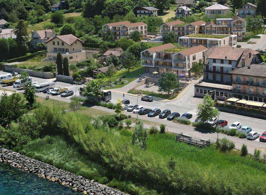 Discover this stunning lakeside property featuring modern apartments and a charming hotel.