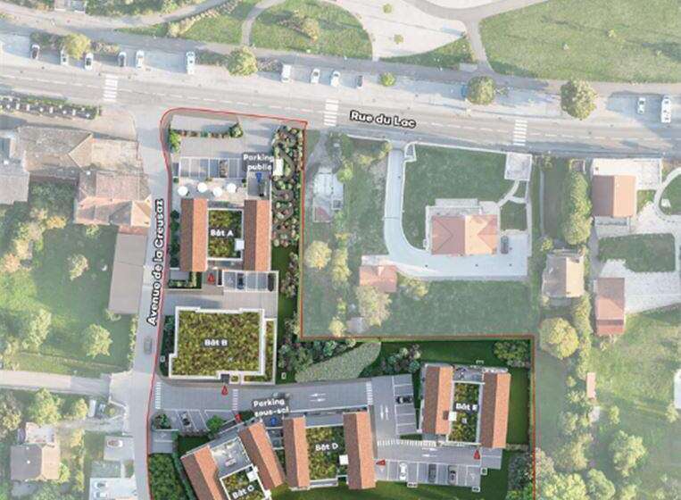 Discover this stunning lakefront property featuring four buildings with private parking and public parking nearby.