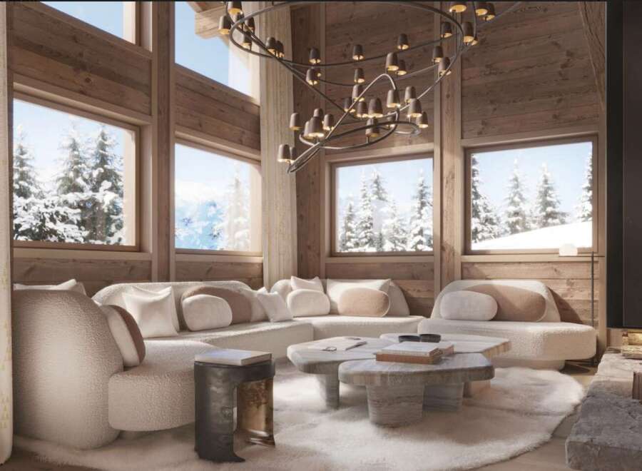 Luxurious chalet with stunning mountain views and a cozy, modern interior.