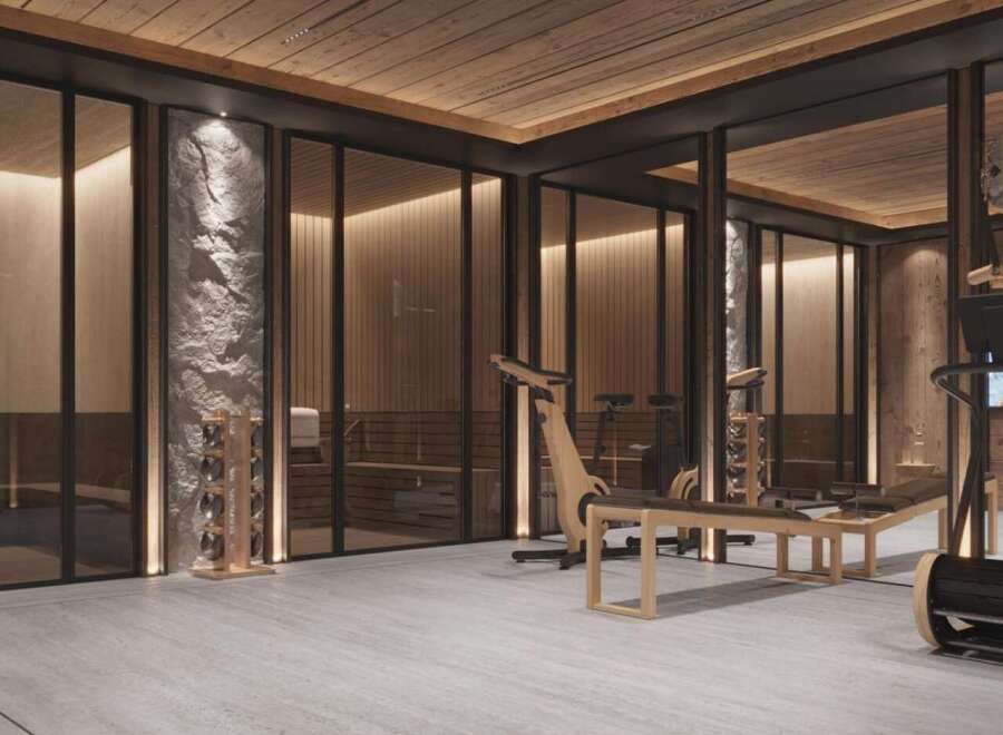 Luxury home gym and sauna with state-of-the-art equipment.