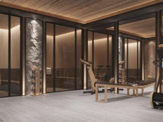 Luxury home gym and sauna with state-of-the-art equipment.