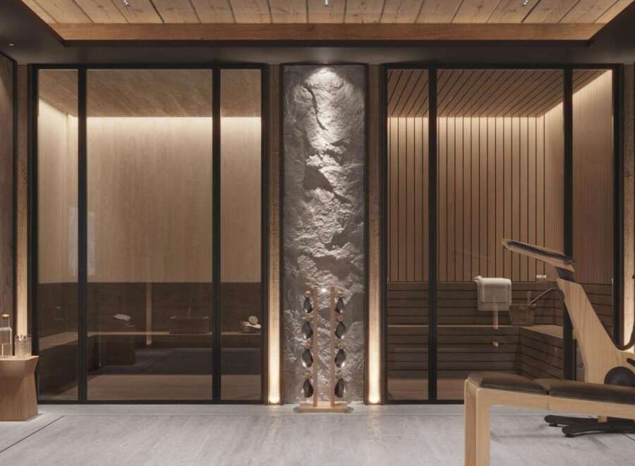 Indulge in ultimate relaxation in this luxurious home featuring a private spa and sauna.