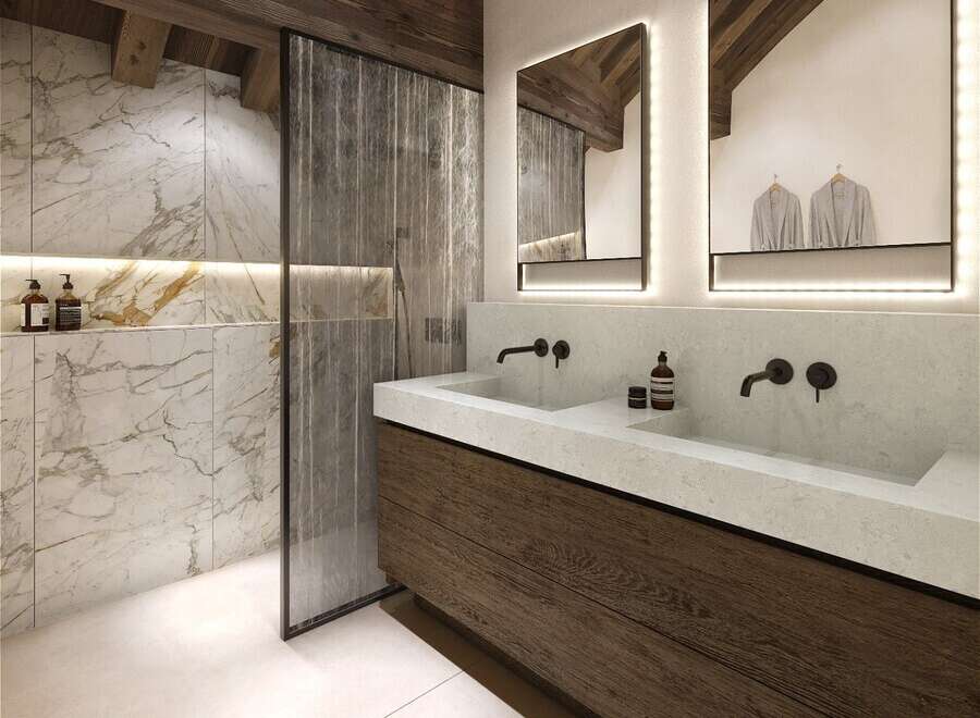 Experience luxury in this stunning bathroom.