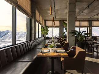 Experience breathtaking mountain views from this stunning restaurant.