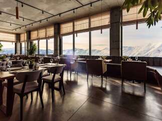 Experience breathtaking mountain views from this stunning restaurant.