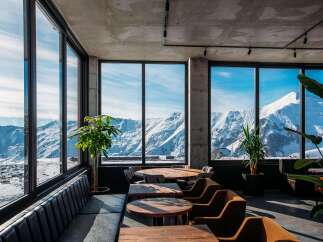Enjoy breathtaking mountain views from this stunning cafe.