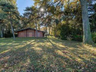 Nestled in a serene forest setting, this charming log cabin offers a tranquil escape.