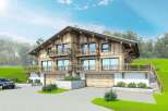 This stunning chalet-style home boasts a spacious design with two levels of living, each featuring private balconies.