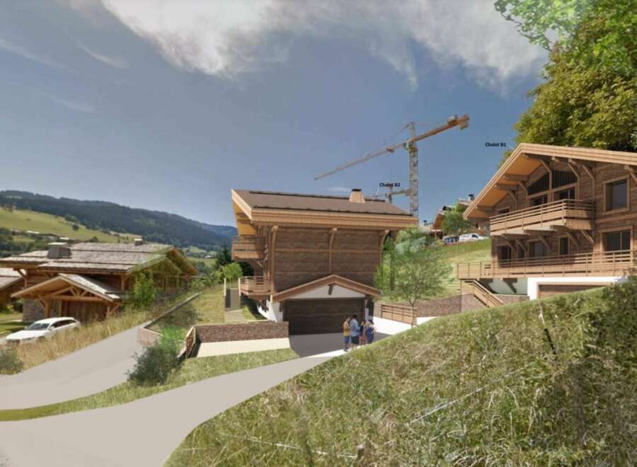 Luxury chalet development nestled in the French Alps, offering breathtaking mountain views.
