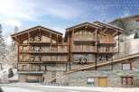 This stunning chalet boasts multiple levels of luxurious living spaces, each with its own private balcony offering breathtaking mountain views.
