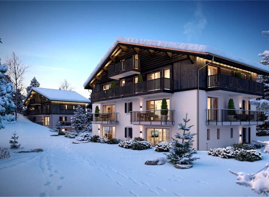 Luxury chalet apartments in a stunning snowy setting.