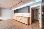 This modern kitchen boasts sleek design and functionality.